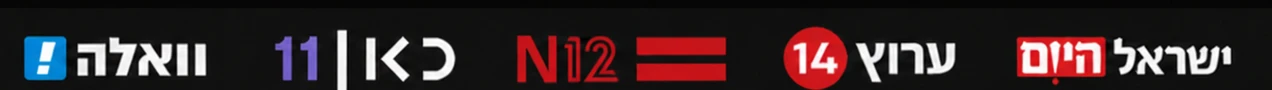 ישראל היום, ערוץ 14, כאן 11, N12, וואלה